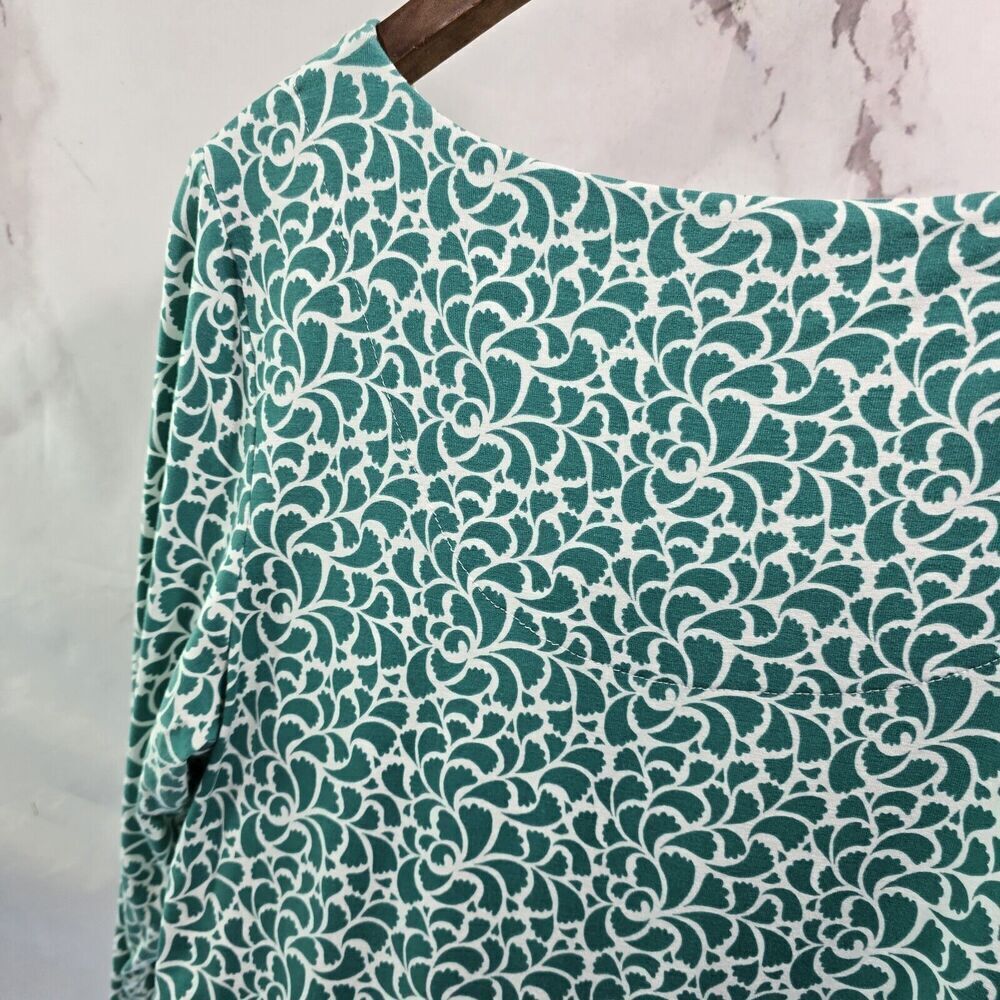Chicos Shirt Womens Large 2 Green White Half Quarter Sleeve Stretch Scoop Tee - Picture 6 of 10